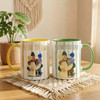 Custom Photo to Art Striped Accent Mug Personalized Dad Fathers Day Gift Cup