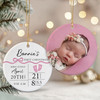 Personalized Baby First Christmas Ceramic Ornament, Photo & Birth Stats Keepsake