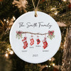 Personalized Family Name Christmas Ceramic Ornament, Stocking Ornament Keepsake