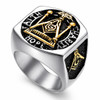 Master Masonic Silver Golden Freemason Compass Square Stainless Ring