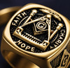 Master Masonic Silver Golden Freemason Compass Square Stainless Ring