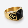 Masonic All See Eye Square Black Stone Men Stainless Steel Signet Ring