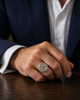 Vintage Freemason Masonic Square and Compass Horseshoe Ring Stainless Steel Jewelry