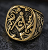 Vintage Freemason Masonic Square and Compass Horseshoe Ring Stainless Steel Jewelry