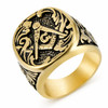 Vintage Freemason Masonic Square and Compass Horseshoe Ring Stainless Steel Jewelry