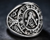 Master Mason Freemason Masonic Square and Compass Stainless Steel Signet Ring