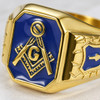 Mystic Brotherhood Master Mason Freemason Emblem Stainless Steel Ring