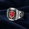 Knights Templar Crusader Cross Shield Stainless Steel Ring
