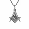 Masonic Master Mason Square Compass Rhinestone Pendant Necklace