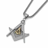Masonic Master Mason Square Compass Rhinestone Pendant Necklace