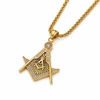 Masonic Master Mason Square Compass Rhinestone Pendant Necklace