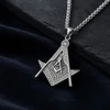 Masonic Master Mason Square Compass Rhinestone Pendant Necklace