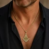 Masonic Master Mason Square Compass Rhinestone Pendant Necklace