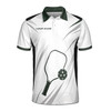 Personalized Pickleball Polo Shirt, Custom Name & Team Pickleball Jersey, White Green Paddle Sports Design, Men's Polo Shirt S-5XL