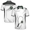 Personalized Pickleball Polo Shirt, Custom Name & Team Pickleball Jersey, White Green Paddle Sports Design, Men's Polo Shirt S-5XL