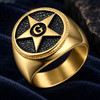Freemason Blazing Star G Letter Signet Stainless Steel Ring