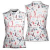 Customized Name Flamingo Golf Heartbeat Sleeveless Women's Polo Shirt XS-4XL-1