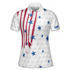 Custom Name American Flag Golfer USA Golf Women's Polo Shirt S-5XL