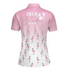 Custom Name Pink And White Golf Flamingo Talk Birdie To Me Women's Polo Shirt S-5XL