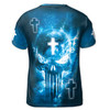 Aesthetic Blue Christian Skull Men's T-shirt S-5XL
