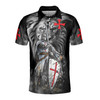 August Lion Behind Knight Templar Grunge Men's Polo Shirt S-5XL