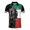 Custom Name Mexico Skull Reaper Mexico Flag Men's Polo Shirt S-5XL