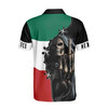 Custom Name Mexico Skull Reaper Mexico Flag Men's Polo Shirt S-5XL