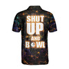 Customize Name Skull Bowling Shut Up And Bowl Neon Lighting Bowling Men's Polo Shirt S-5XL