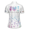 Custom Name Colorful Watercolor Love Peace Disc Golf Women's Polo Shirt S-5XL