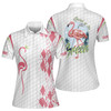 Custom Name Queen Of The Green Flamingo Queen Of Golf Women 3D Polo Shirt Size S-5XL