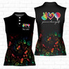 Custom Name Peace Love Golf LGBTQ Pride Rainbow Golf 3d Women Sleeveless Polo Size Xs-4xl
