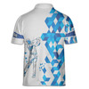 Custom Name Blue Diamond Pattern Golfer Zipper Polo Shirt S-5XL