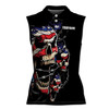 Personalized American Skull Bowling Grunge Women Sleeveless Polo S-5XL