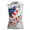 Personalized Scratch Pattern American Flag Bowling Women Sleeveless Polo S-5XL