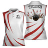 Personalized Bowling Apparel Red And White Women Sleeveless Polo S-5XL