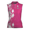 Customized Pink Bowling White Argyle Pattern Women Sleeveless Polo S-5XL