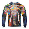 Colorful Elephant Pop Art Hoodie, Elephant Lover Zip Hoodie Size S-5XL