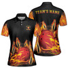 Personalized Bowling On Fire Texas Style Women's Polo Shirt S-5XL