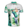 Personalized Green Watercolor Man Golfer Team Men's Polo Shirt S-5XL