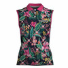 Custom Name Pink Floral Golfer Women Sleeveless Polo XS-4XL