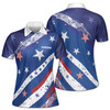 Custom Name Blue Star Patriotic America Women's Polo Shirt S-5XL