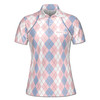 Custom Name Pink And Blue Argyle Women's Polo Shirt S-5XL