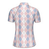 Custom Name Pink And Blue Argyle Women's Polo Shirt S-5XL
