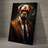 Cool Boxer Dog Wearing Suit with Pipe Wall Art, Gentleman Dog Poster and Canvas