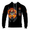 Skull Firefighter First In Last Out Grunge Hoodie S-5XL