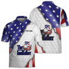 Custom Name America Flag Apparel God Father Golf Zipper Polo Shirt S-5XL