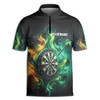 Personalized Green Flame With Darts Board Zipper Polo S-5XL
