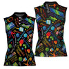 Custom Name Colorful Pickleball Pattern Women Sleeveless Polo XS-4XL