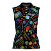 Custom Name Colorful Pickleball Pattern Women Sleeveless Polo XS-4XL