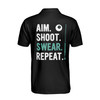Custom Name Billiards Aim Shoot Swear Repeat 8-Ball Design Men's Polo S-5XL